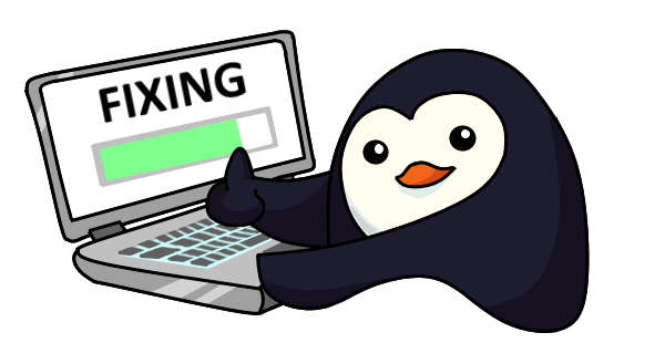 Korfix mascot celebrating a successful computer repair